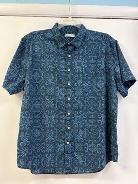 Sonoma Blue Patterned Short-Sleeve Button-Down Shirt